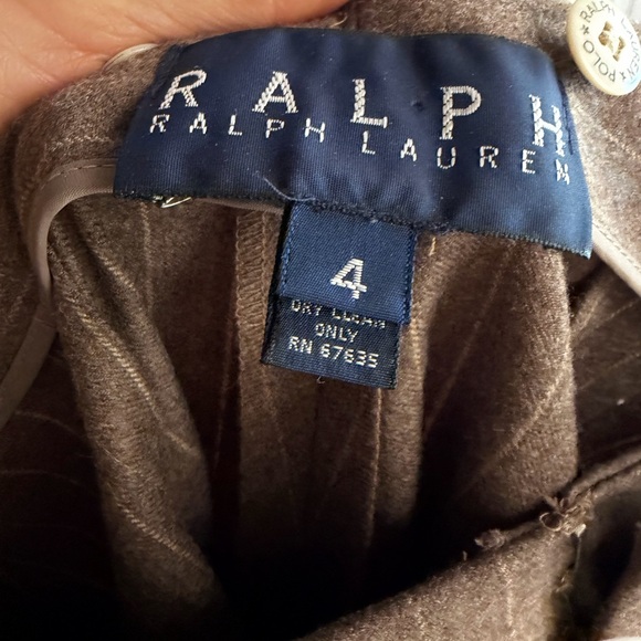 VTG 90s Ralph Lauren Chalk Pinstripe Suit chocolate  Wool Peak Lapel DBLBreasted - Picture 6 of 16